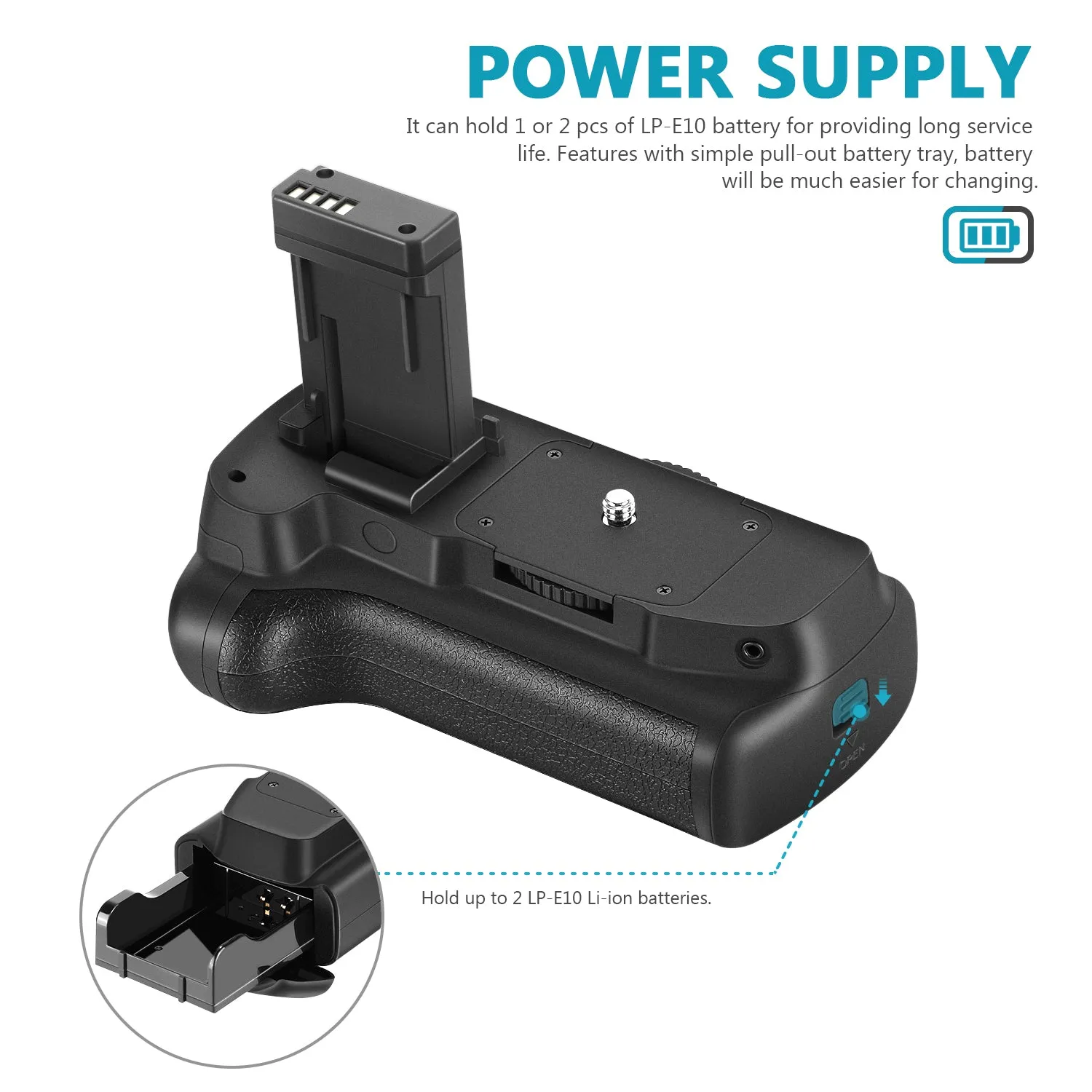 NEEWER Battery Grip For Canon EOS 1100D/ Canon EOS Rebel T3/ Canon ESO KISS X50