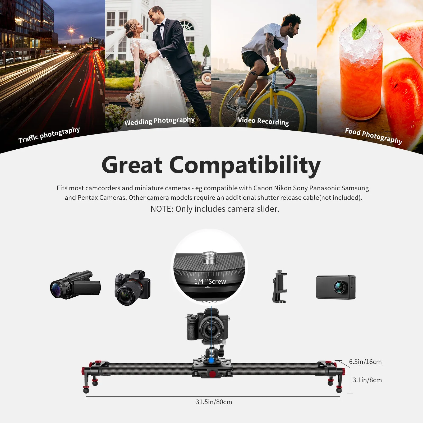 NEEWER ER1 Motorized Carbon Fiber Camera Slider