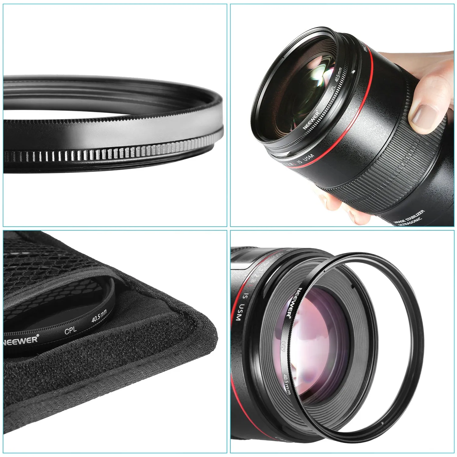 NEEWER Lens Filter Kit UV Filter CPL Filter ND4 Filter Filter