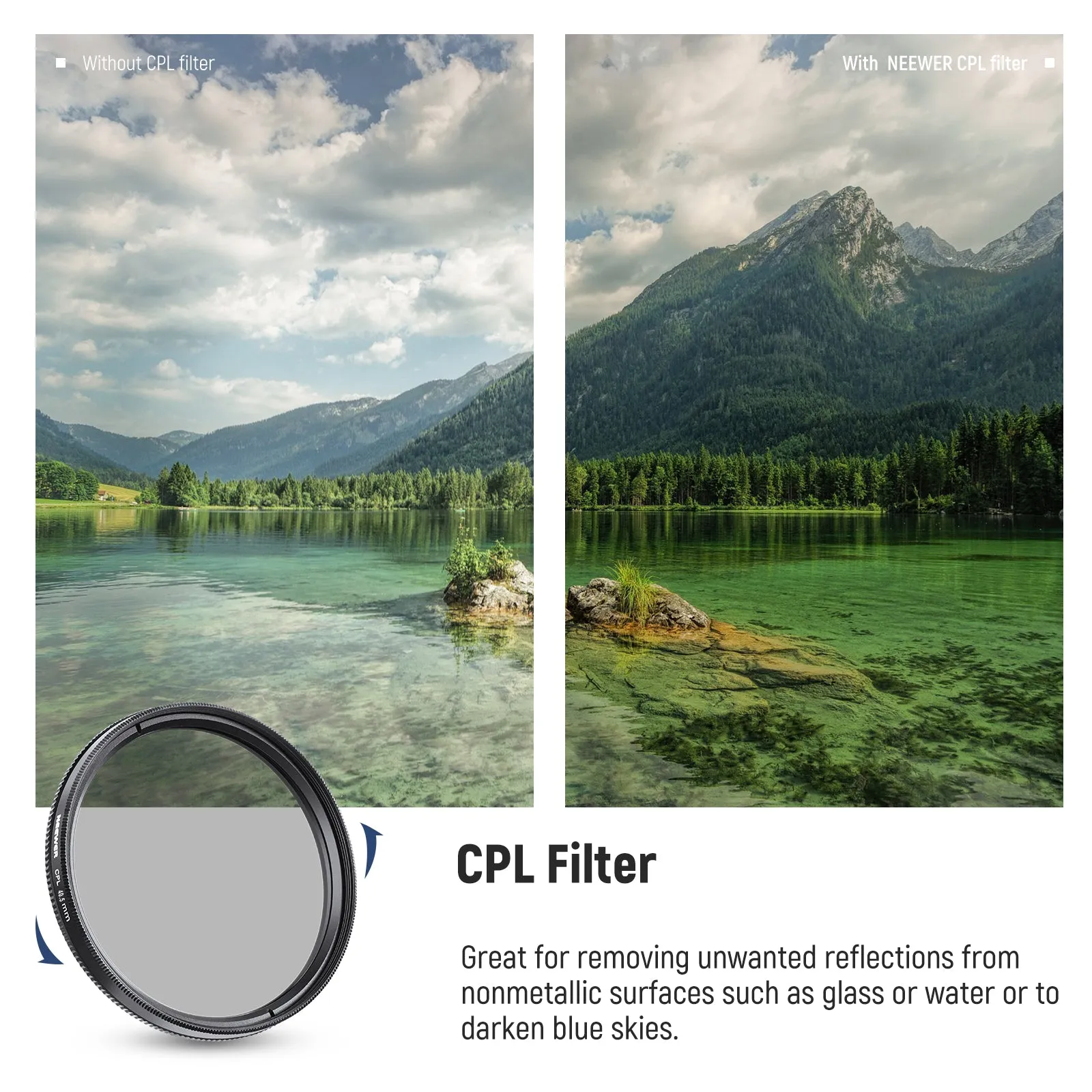 NEEWER Lens Filter Kit UV Filter CPL Filter ND4 Filter Filter