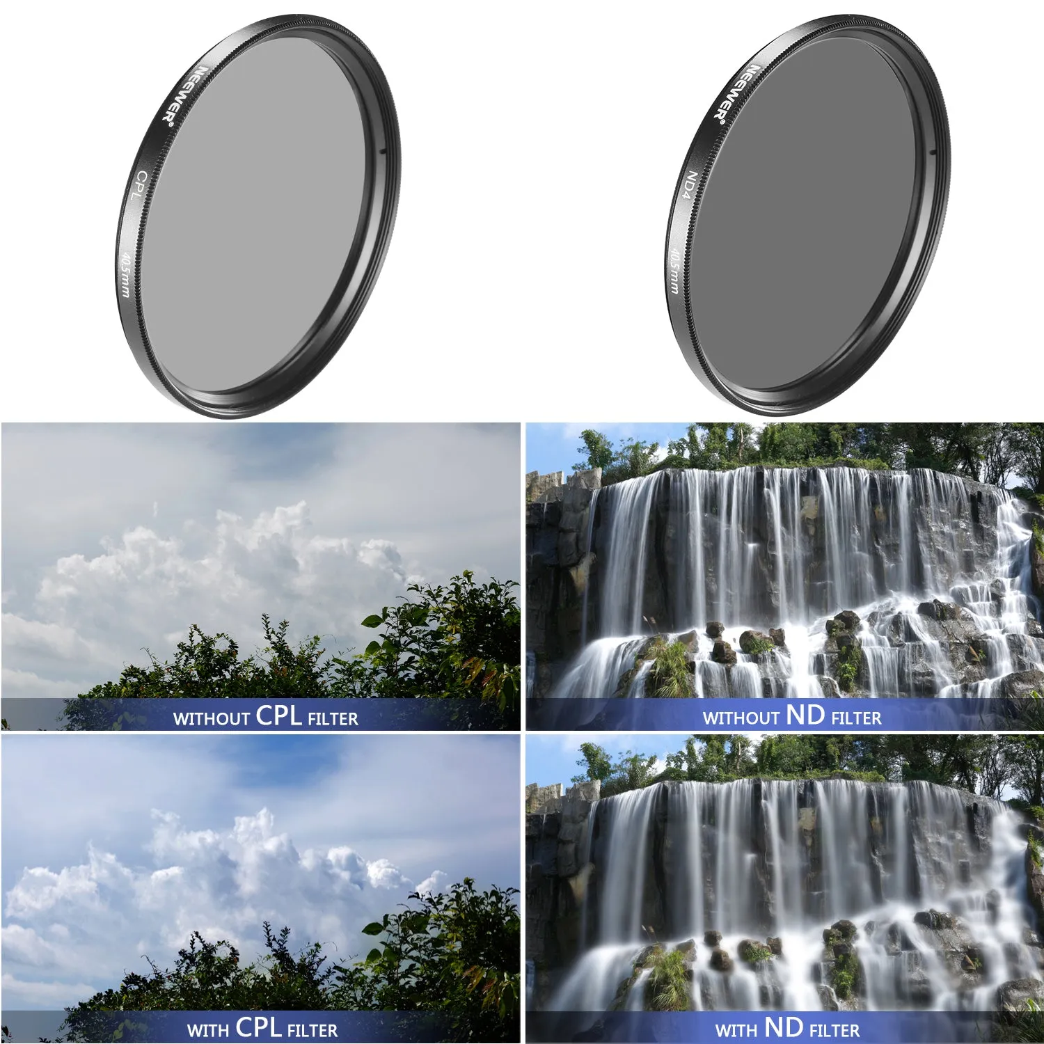 NEEWER Lens Filter Kit UV Filter CPL Filter ND4 Filter Filter