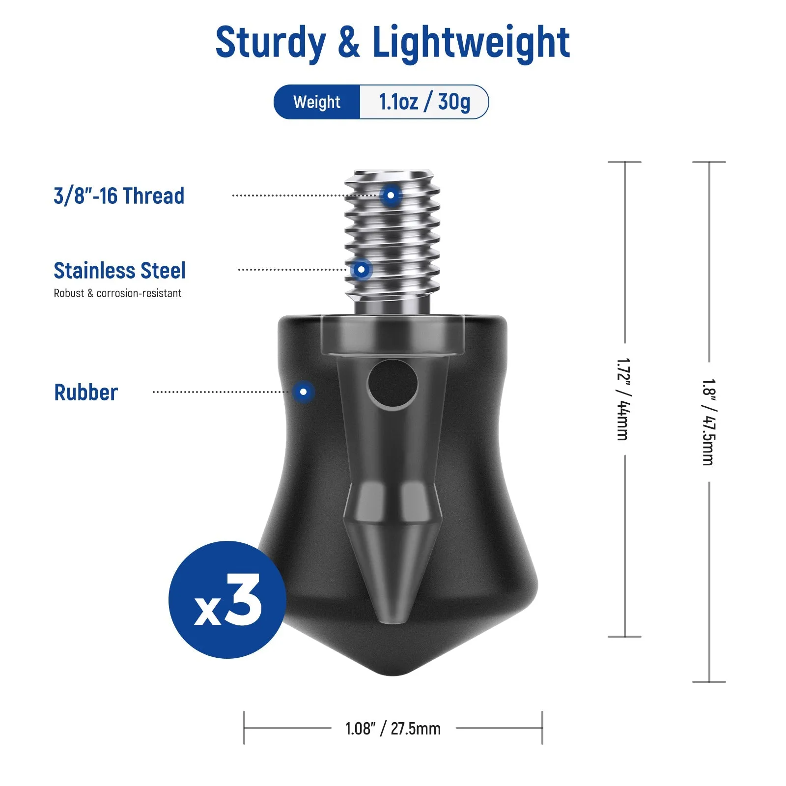 NEEWER Rubber Feet Tripod Spike