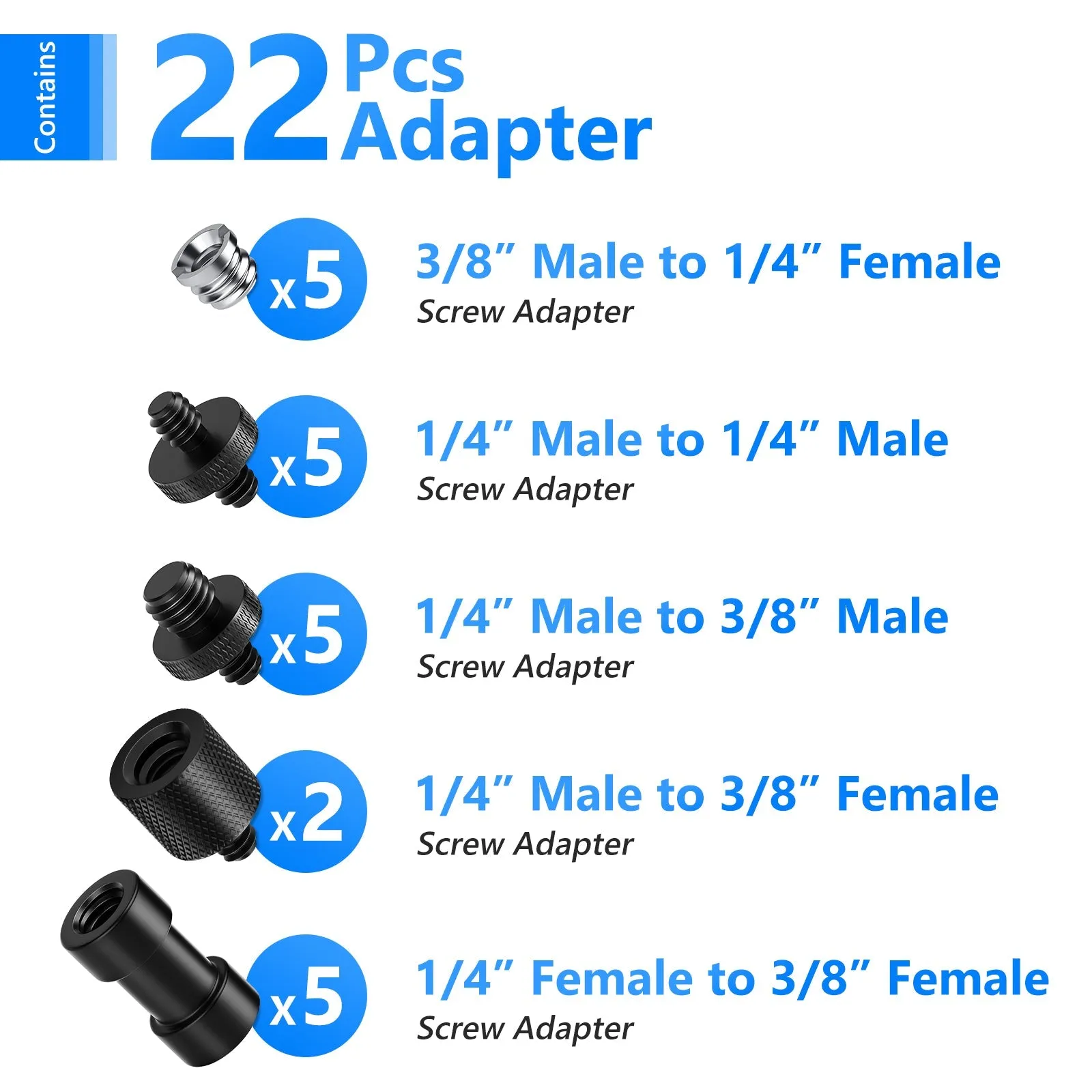 NEEWER ST29 22-Pack Tripod Adapter Set