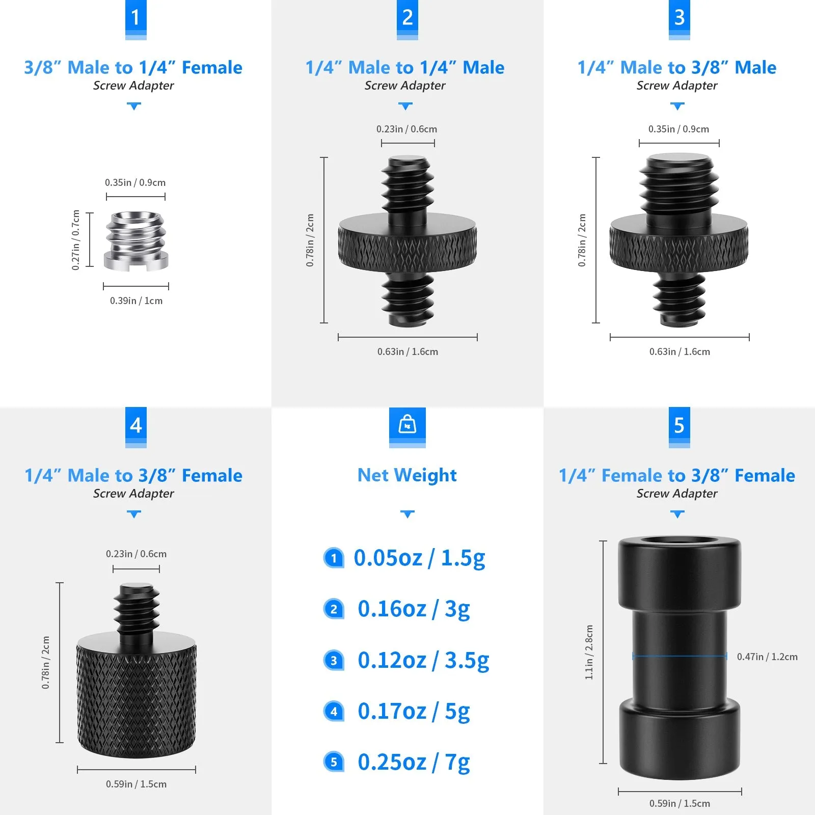 NEEWER ST29 22-Pack Tripod Adapter Set