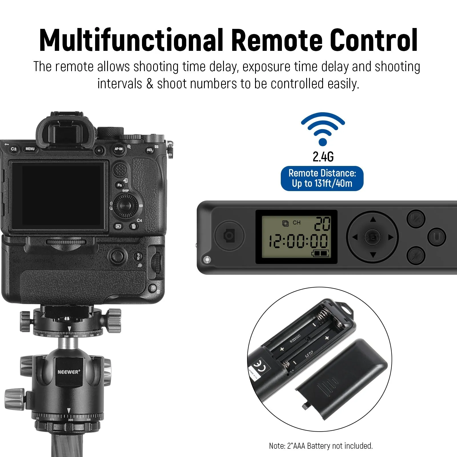 NEEWER VG-C4EM Replacement Battery Grip for Sony A9II A7IV A7RIV A7RV A7SIII A1 with Remote Control