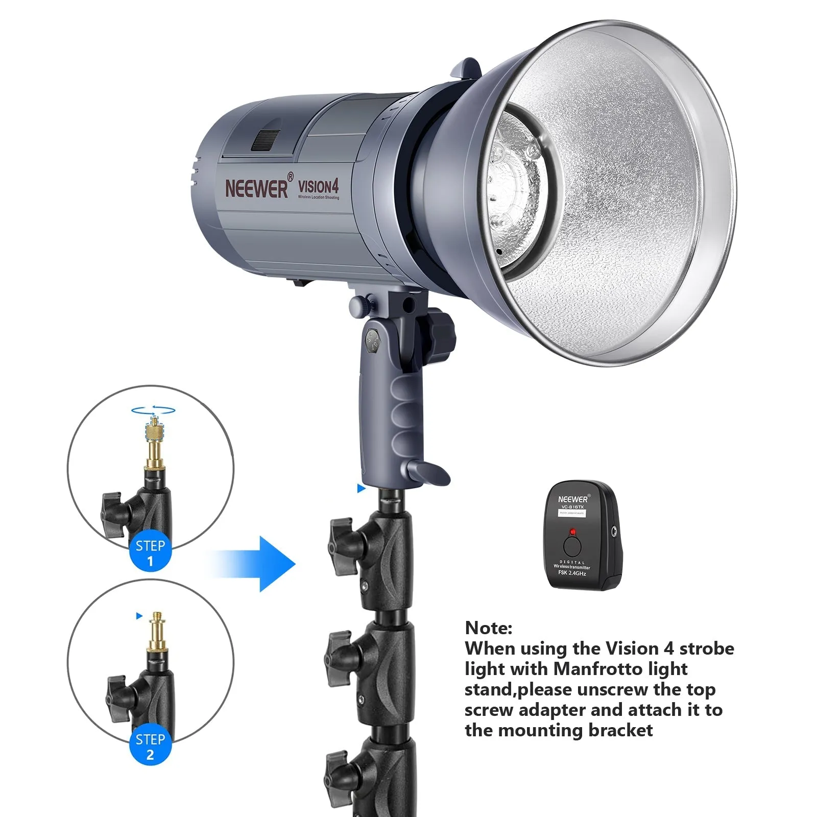 NEEWER Vision 4 300W GN60 Outdoor Studio Flash with 2.4G Wireless Trigger