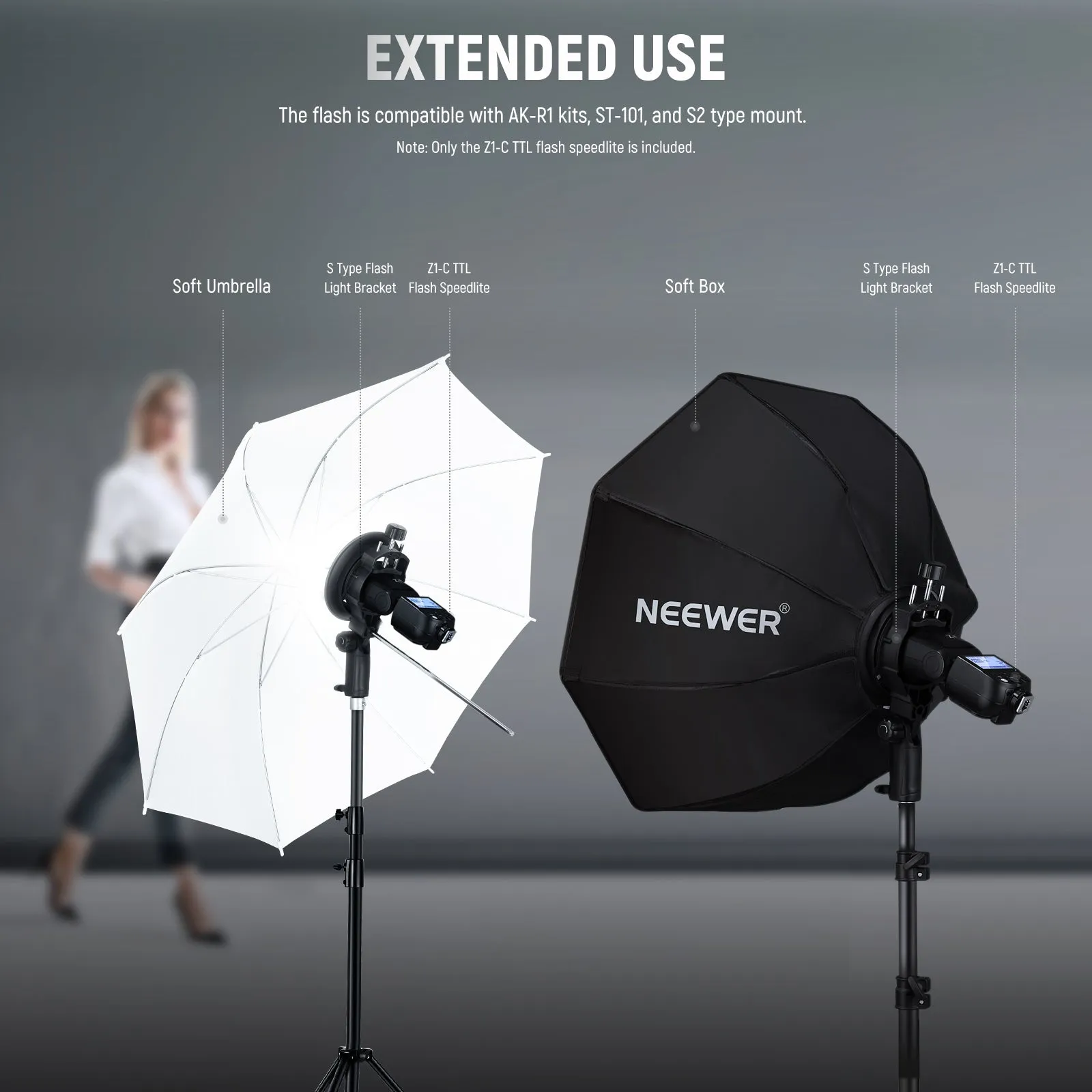 NEEWER Z1-C TTL Round Head Flash Speedlite for Canon