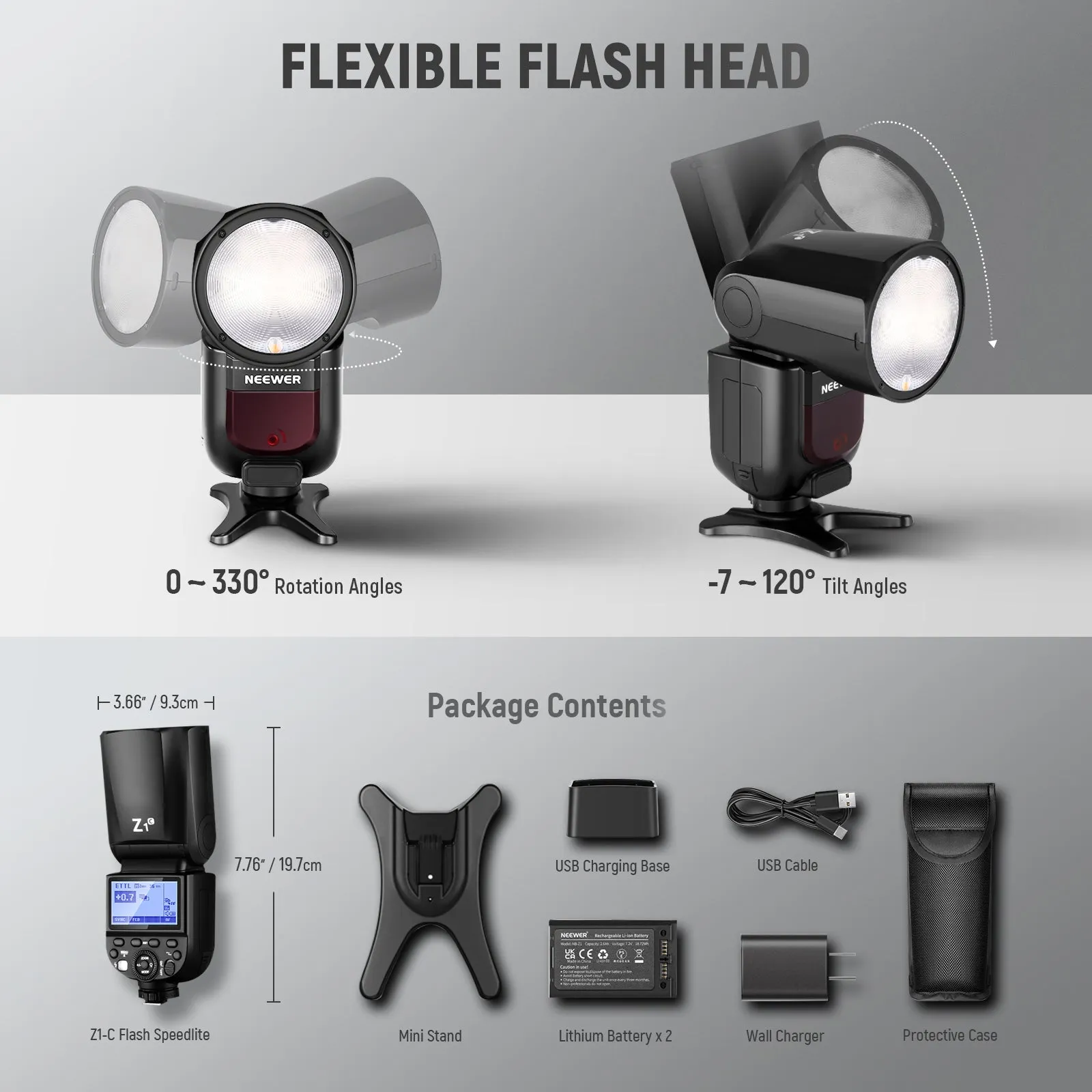 NEEWER Z1-C TTL Round Head Flash Speedlite for Canon