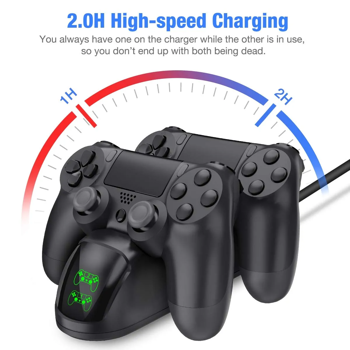 NinJoyGo Controller Charger, For PS4 DualShock 4 Controller USB Charging Station Dock, PlayStation 4 Charging Station for Sony Playstation4 / PS4 / P