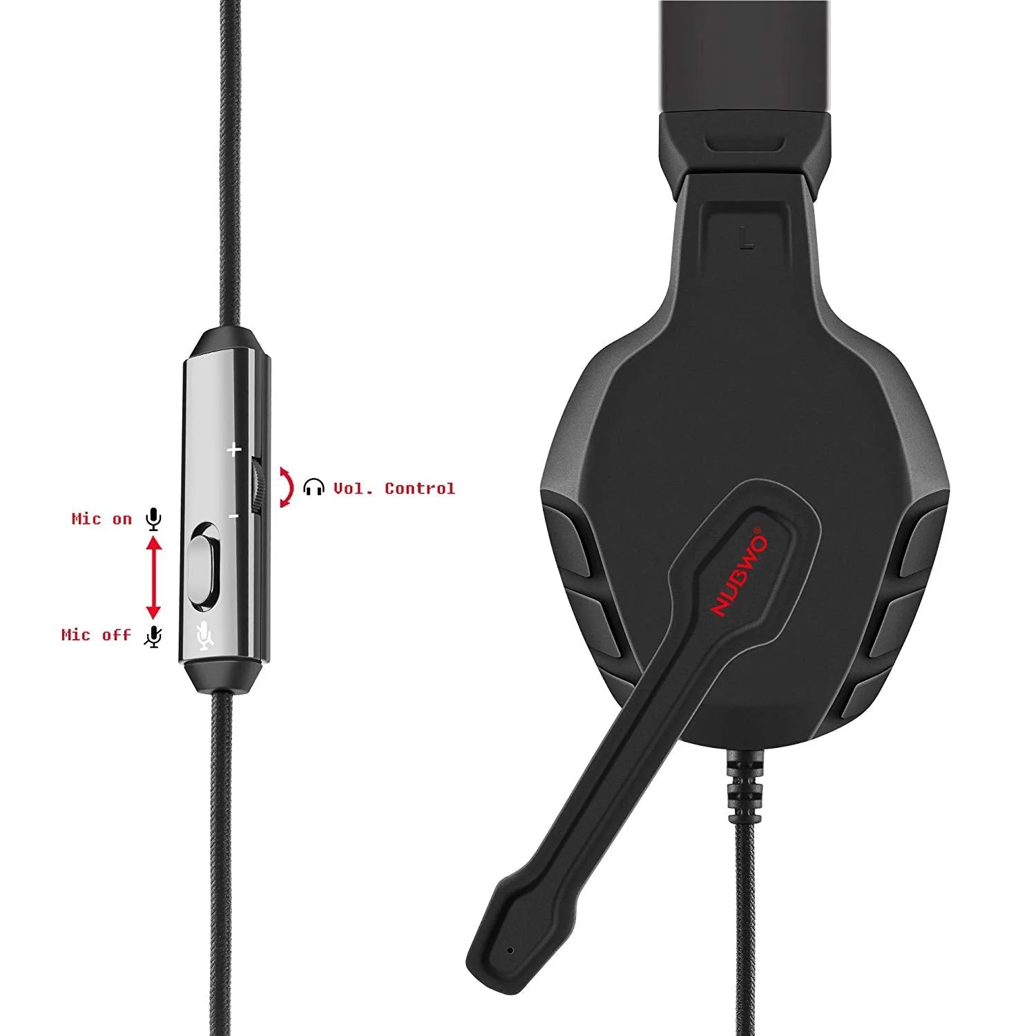 NUBWO U3 3.5mm Gaming Headset for PC, PS4, Laptop, Xbox One, Mac, iPad, Nintendo Switch Games, Computer Game Gamer Over Ear