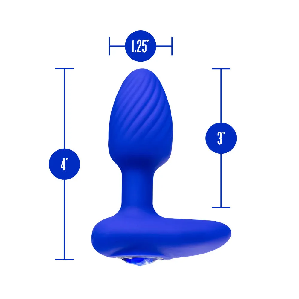 Oh My Gem By Blush® | Mystery 4 Inch Vibrating Anal Plug Massager With Stayput™ Design & Sapphire Gem Base – In Blue