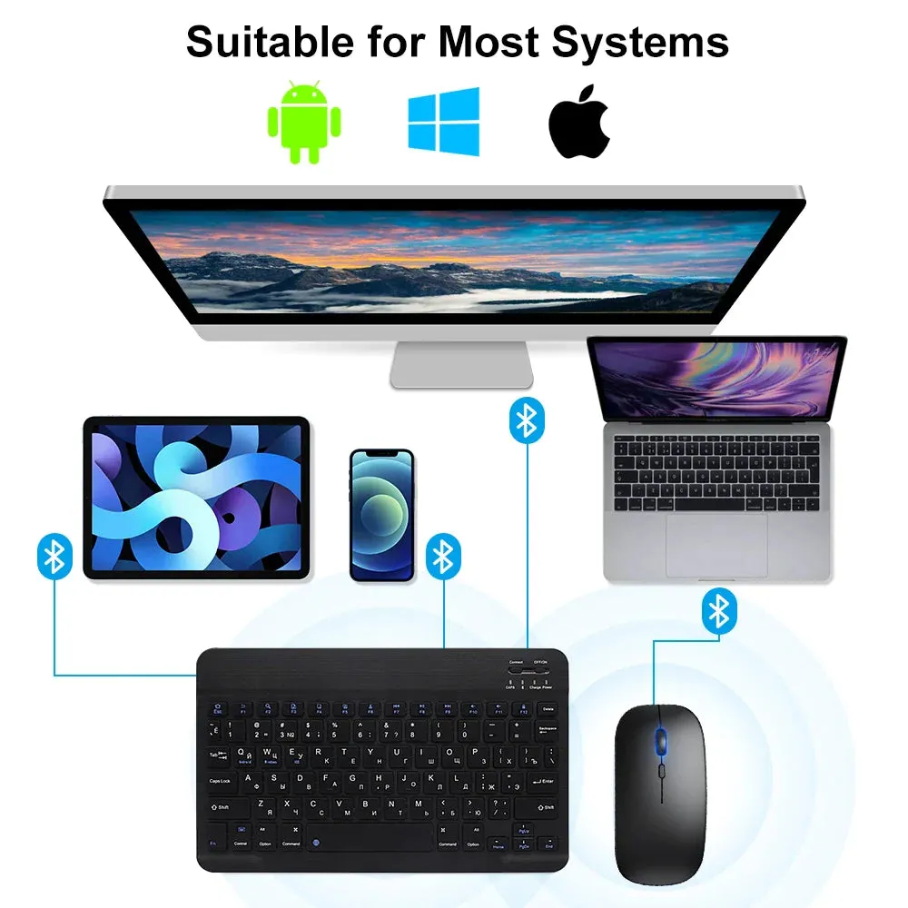 Onetify 10" Bluetooth Wireless Keyboard and Mouse Set