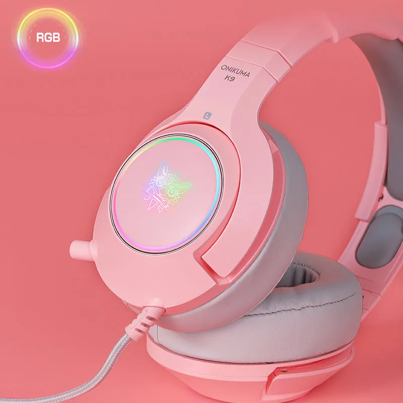 ONIKUMA K9 Cat Ear Gaming Headset 7.1 Surround Sound with RGB LED Light