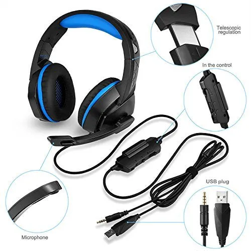 PHOINIKAS Gaming Headset for PS4, Xbox One, PC, Laptop, Mac, Nintendo Switch, 3.5MM PS4 Stereo Headset Over Ear Headphones with Noise-Cancelling Mic, Bass Surround - Camo