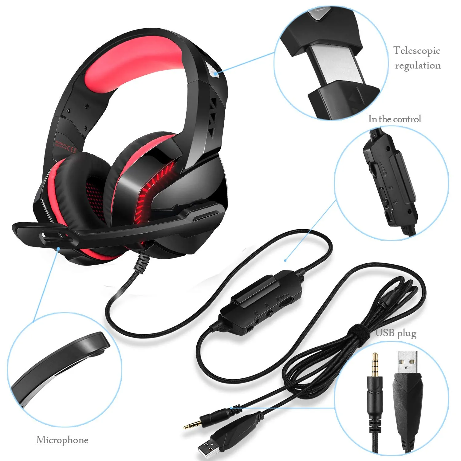 PHOINIKAS Gaming Headset for PS4, Xbox One, PC, Laptop, Mac, Nintendo Switch, 3.5MM PS4 Stereo Headset Over Ear Headphones with Noise-Cancelling Mic, Bass Surround - Camo