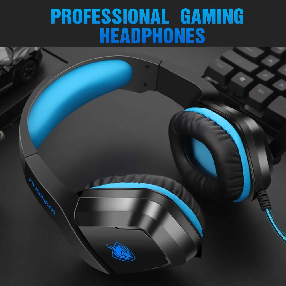 PHOINIKAS Gaming Headset for PS4, Xbox One, PC, Laptop, Mac, Nintendo Switch, 3.5MM PS4 Stereo Headset Over Ear Headphones with Noise-Cancelling Mic, Bass Surround - Camo