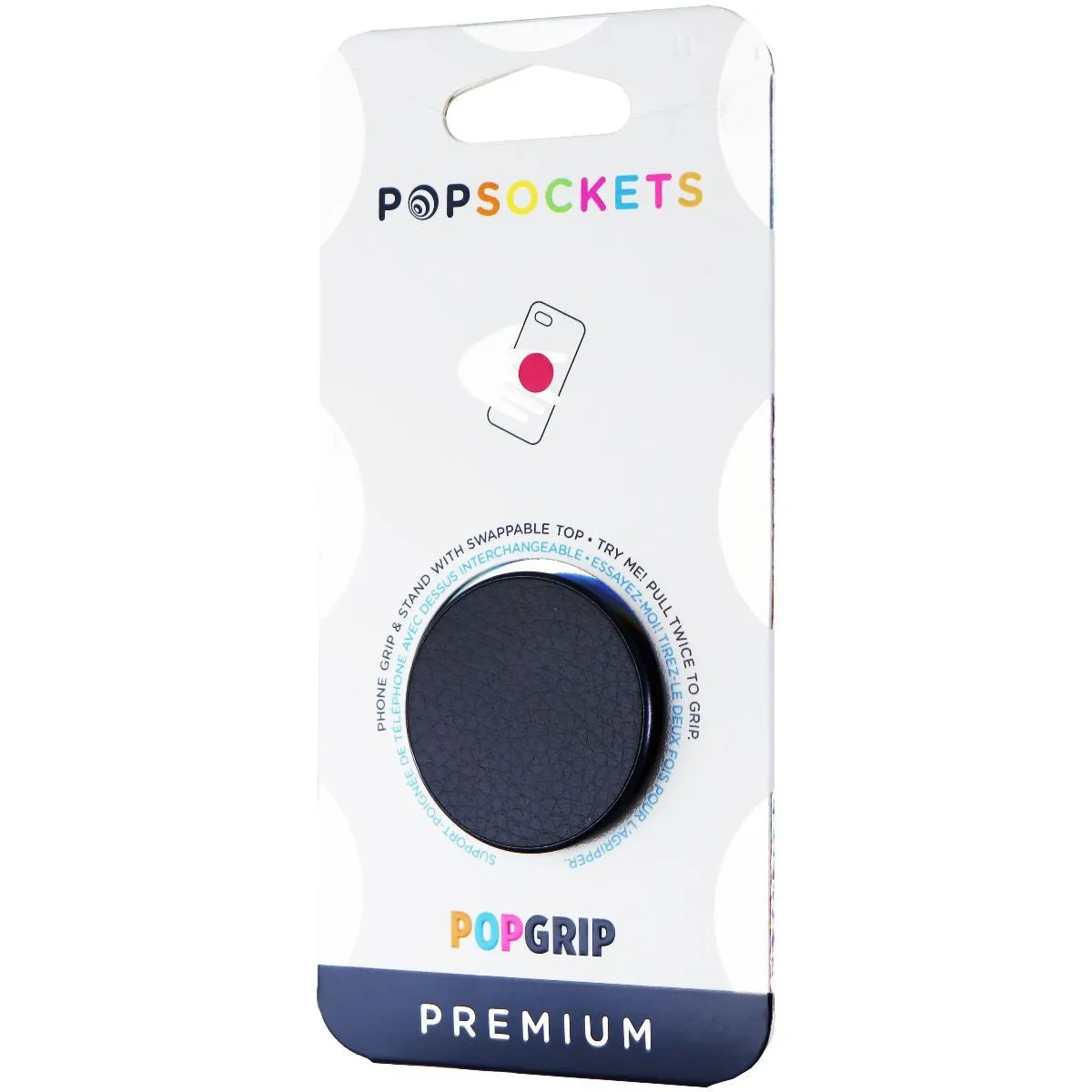 PopSockets PopGrip Premium Swappable Phone Grip & Stand - Navy Vegan Leather