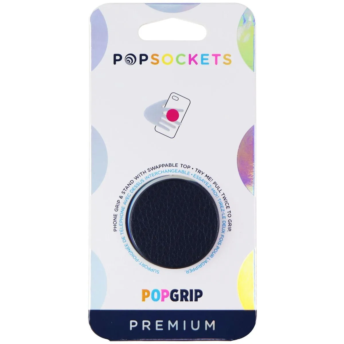 PopSockets PopGrip Premium Swappable Phone Grip & Stand - Navy Vegan Leather