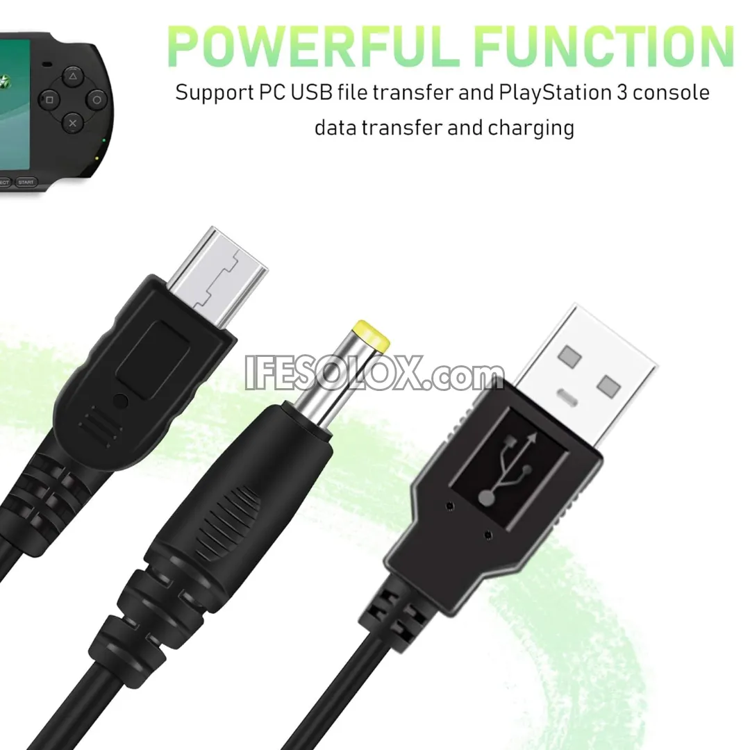 Portable 2-in-1 USB Data Cable and Charging Cable for Sony PSP 1000, 2000, 3000 and PS3 Controllers