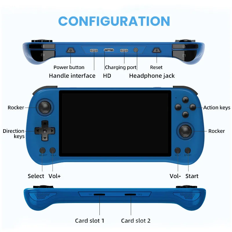 Powkiddy X55 Blue Handheld Game Console