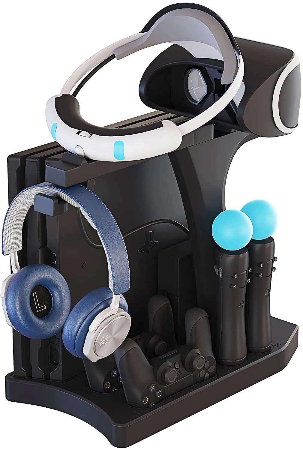 Skywin PS4 Controller Charger Station - Showcase, Cool, Charge, and Display Your PSVR Accessories - Compatible with Playstation. PS4 Cooling Station, PS4 Vertical Stand, PS4 Fan, PS4 Charging Station