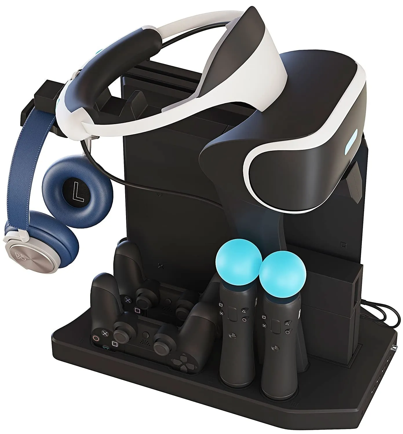 Skywin PS4 Controller Charger Station - Showcase, Cool, Charge, and Display Your PSVR Accessories - Compatible with Playstation. PS4 Cooling Station, PS4 Vertical Stand, PS4 Fan, PS4 Charging Station