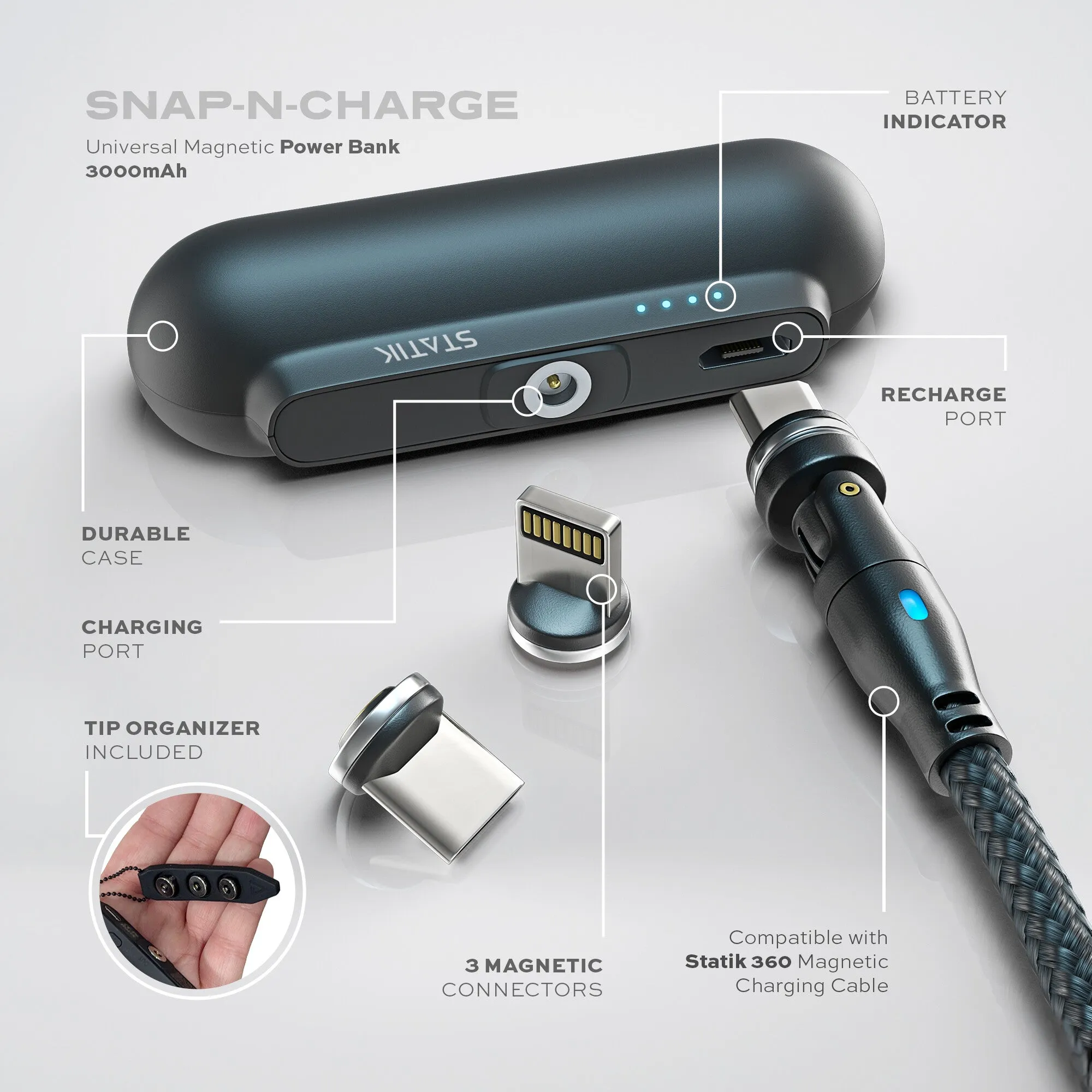 Snap-N-Charge™ | Universal Magnetic Power Bank