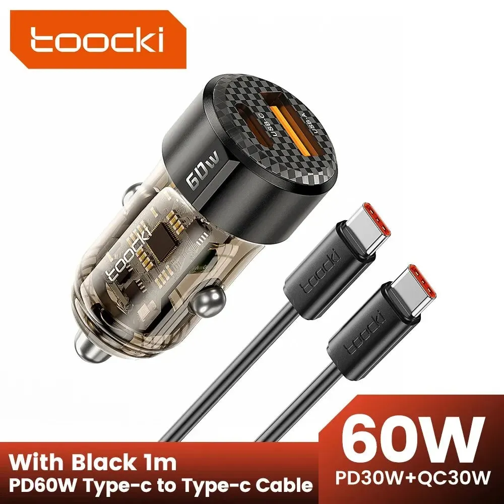 Toocki 60W Car Charger with 30W Quick Charge - Transparent Case PD 27W