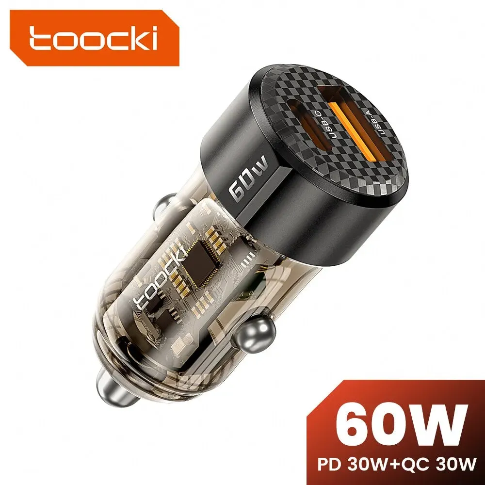 Toocki 60W Car Charger with 30W Quick Charge - Transparent Case PD 27W