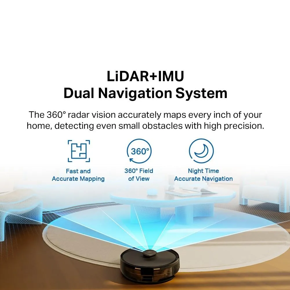 TP-Link Tapo RV30 Max Plus 5300Pa Robot Vacuum Cleaner | LiDAR IMU Dual Navigation | Auto Empty with Dock Dustbin 3L Large Dust Bag