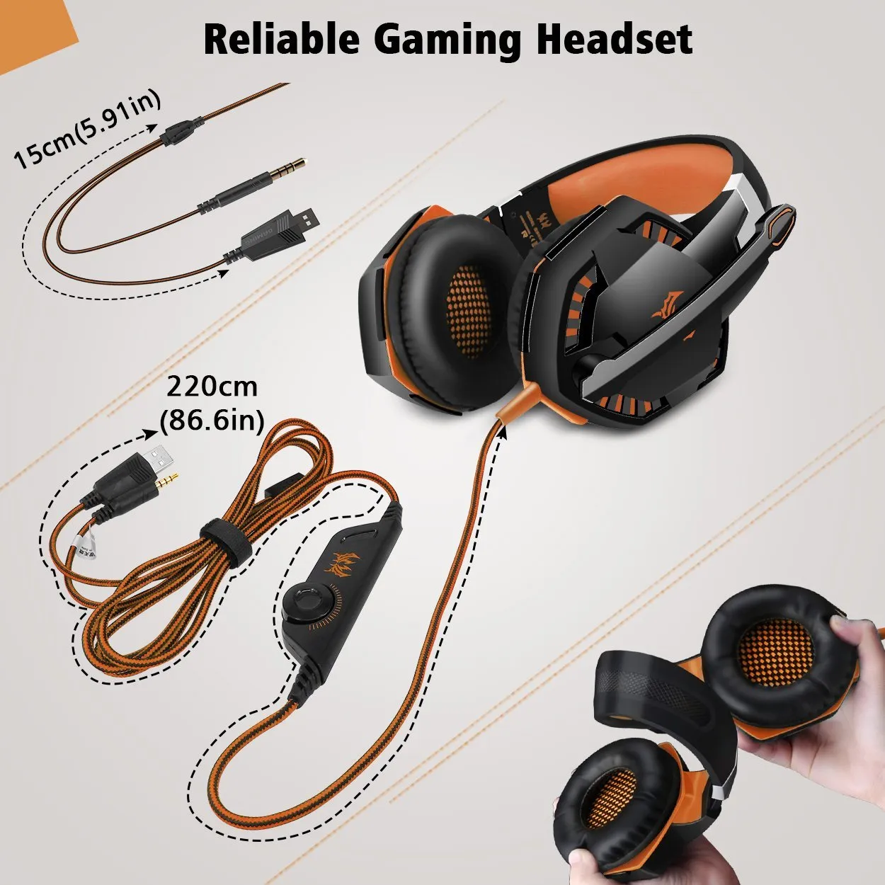 VersionTECH G2000 Stereo Gaming Headset for Xbox One PS4 PC Surround Sound Over-Ear Headphones with Noise Cancelling Mic LED Lights